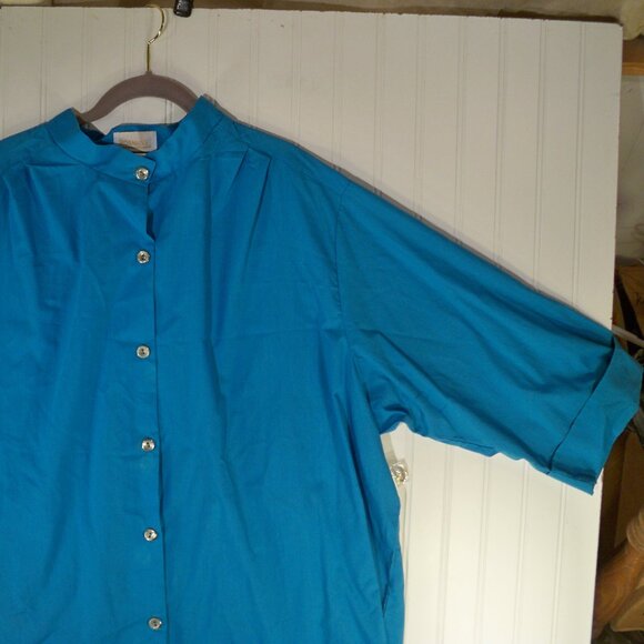 Roamans, Blue *Button Up Shirt 2X - Picture 2 of 6